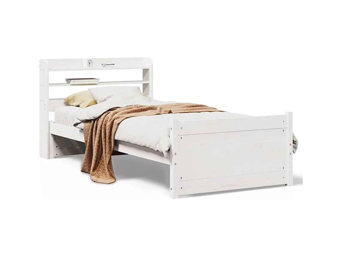 Cadre de lit avec tête de lit sans matelas blanc 90x200 cm