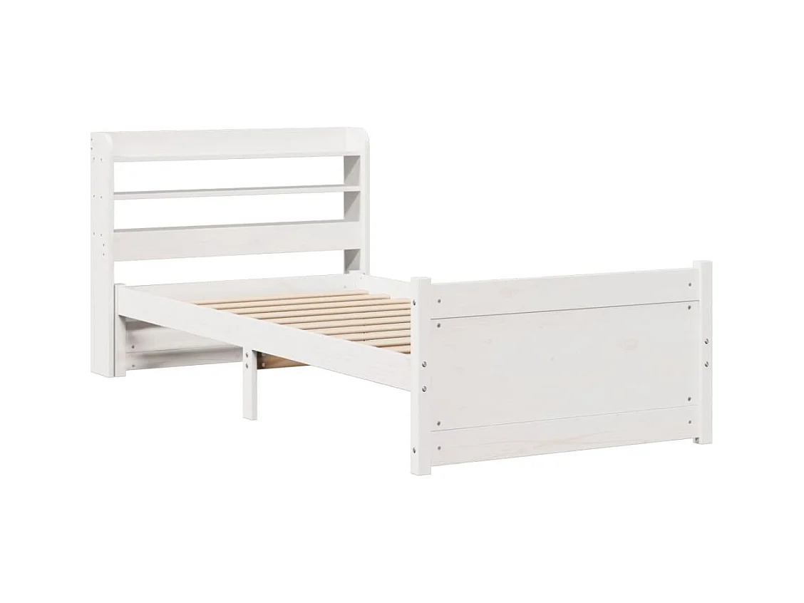 Cadre de lit avec tête de lit sans matelas blanc 90x200 cm