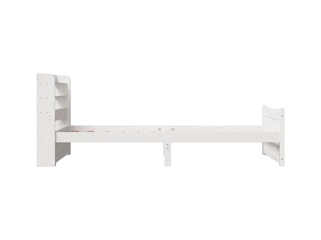 Cadre de lit avec tête de lit sans matelas blanc 90x200 cm