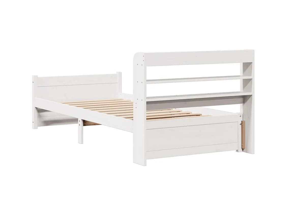 Cadre de lit avec tête de lit sans matelas blanc 90x200 cm