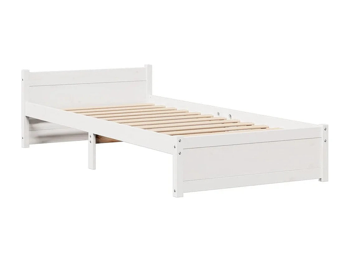 Cadre de lit avec tête de lit sans matelas blanc 90x200 cm