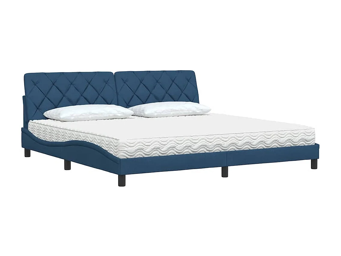 Lit avec matelas bleu 200x200 cm tissu