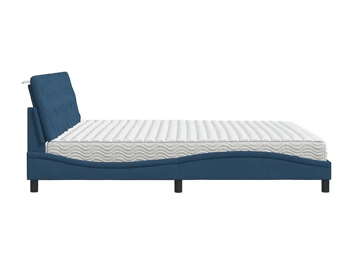 Lit avec matelas bleu 200x200 cm tissu