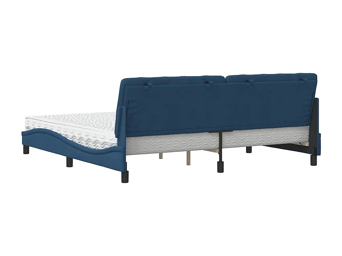 Lit avec matelas bleu 200x200 cm tissu