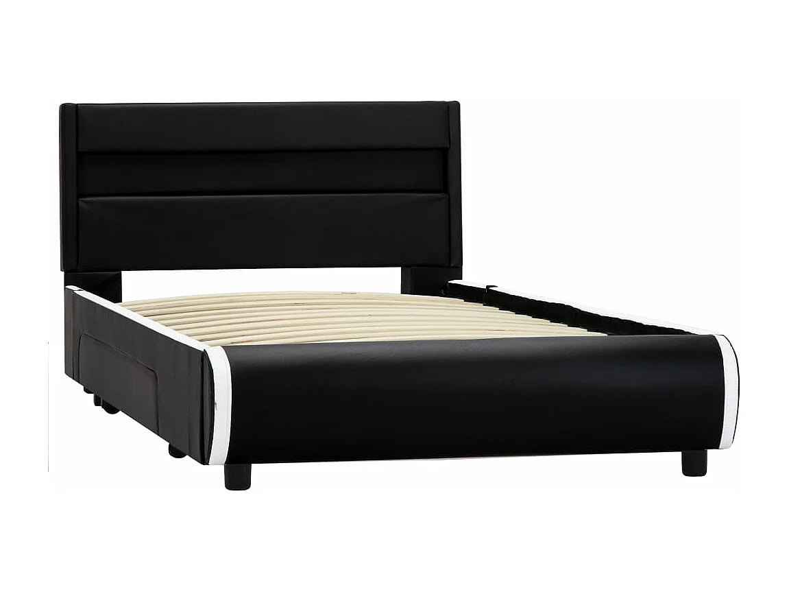 Cadre de lit avec LED Noir Similicuir 100 x 200 cm