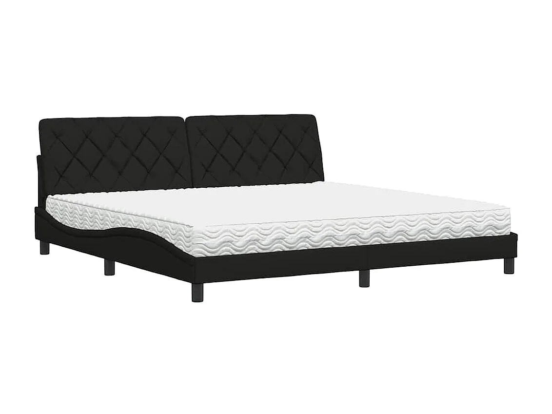 Lit avec matelas noir 200x200 cm tissu