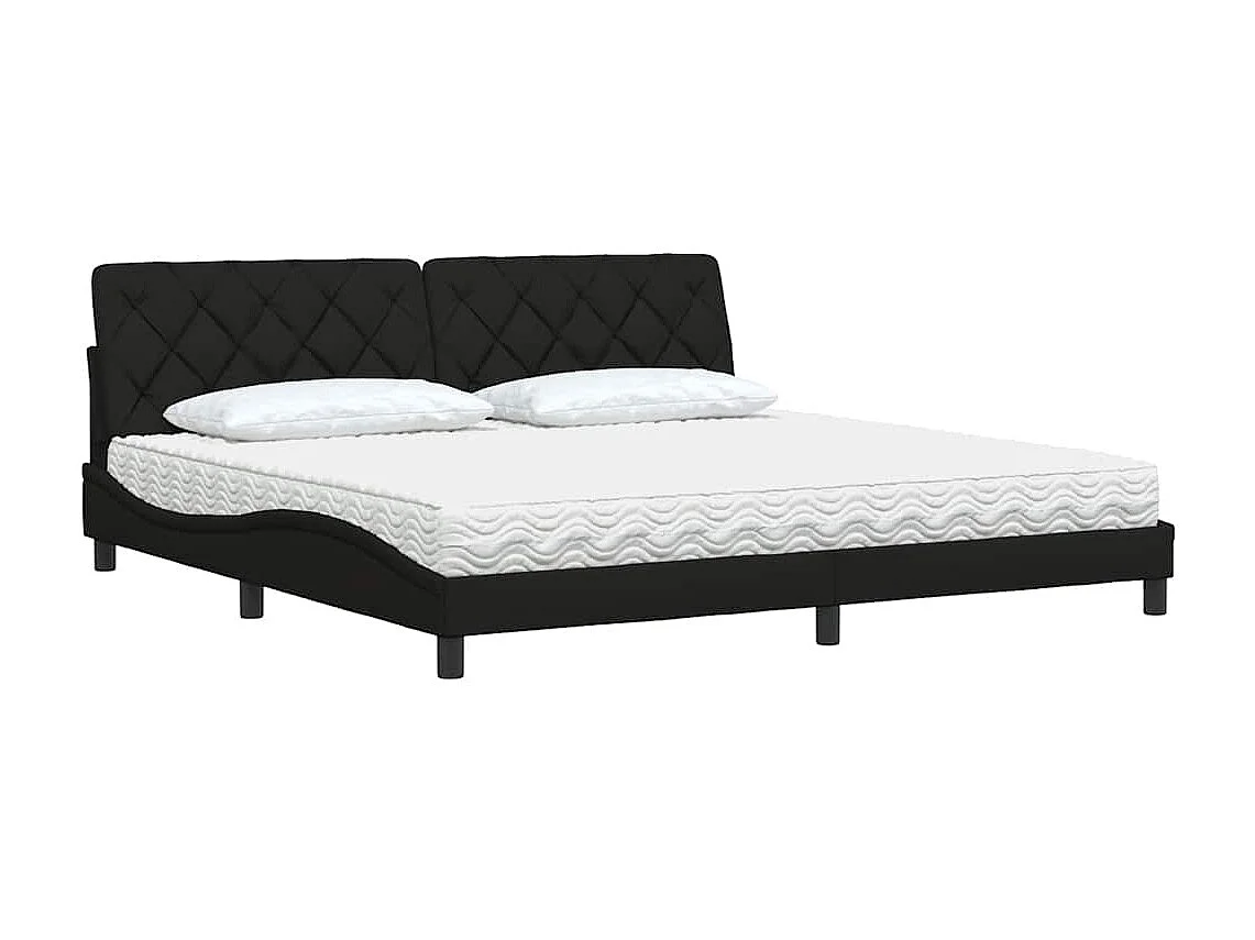 Lit avec matelas noir 200x200 cm tissu