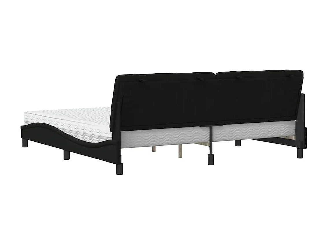 Lit avec matelas noir 200x200 cm tissu