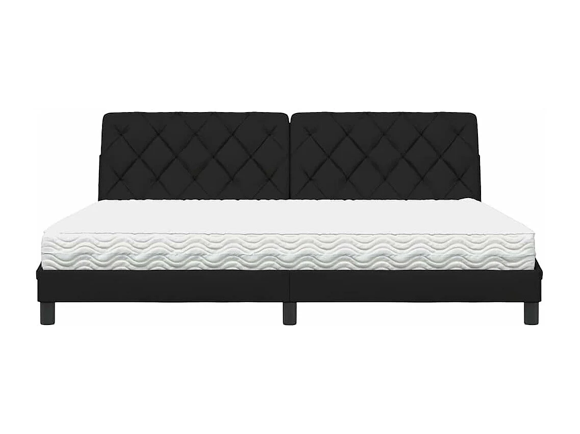 Lit avec matelas noir 200x200 cm tissu