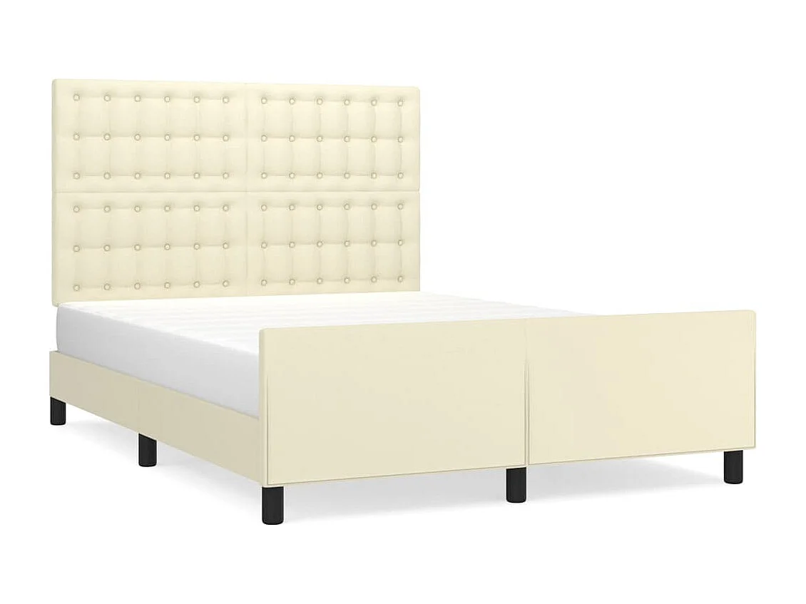 Cadre de lit avec tête de lit Crème 140x190 cm Similicuir