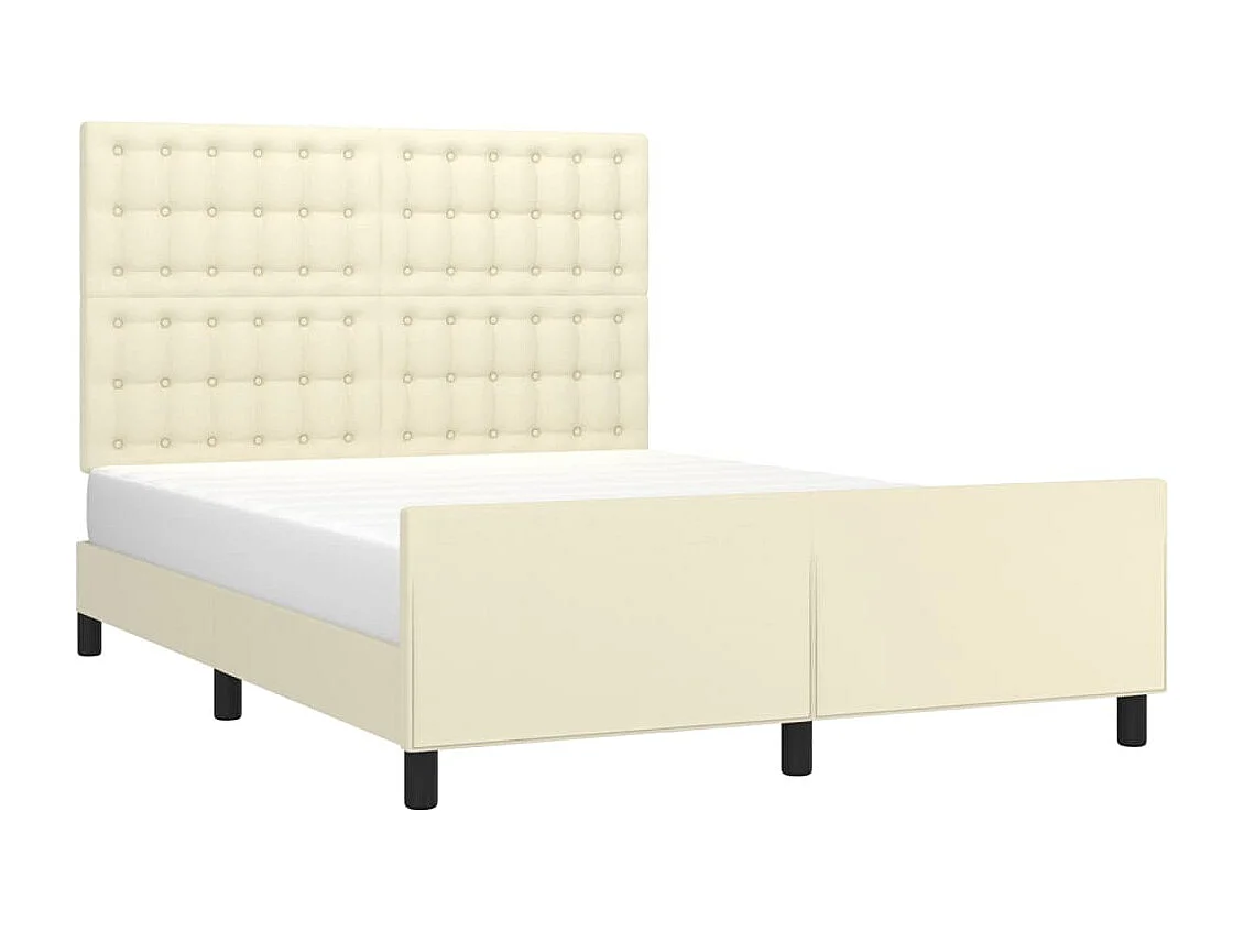 Cadre de lit avec tête de lit Crème 140x190 cm Similicuir