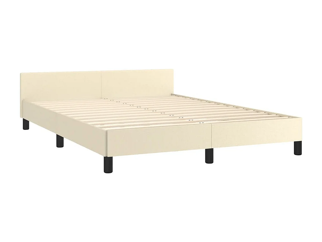 Cadre de lit avec tête de lit Crème 140x190 cm Similicuir