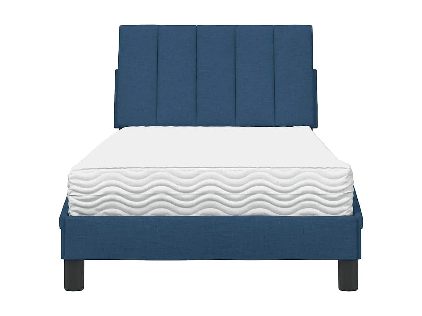 Lit avec matelas bleu 90x190 cm tissu