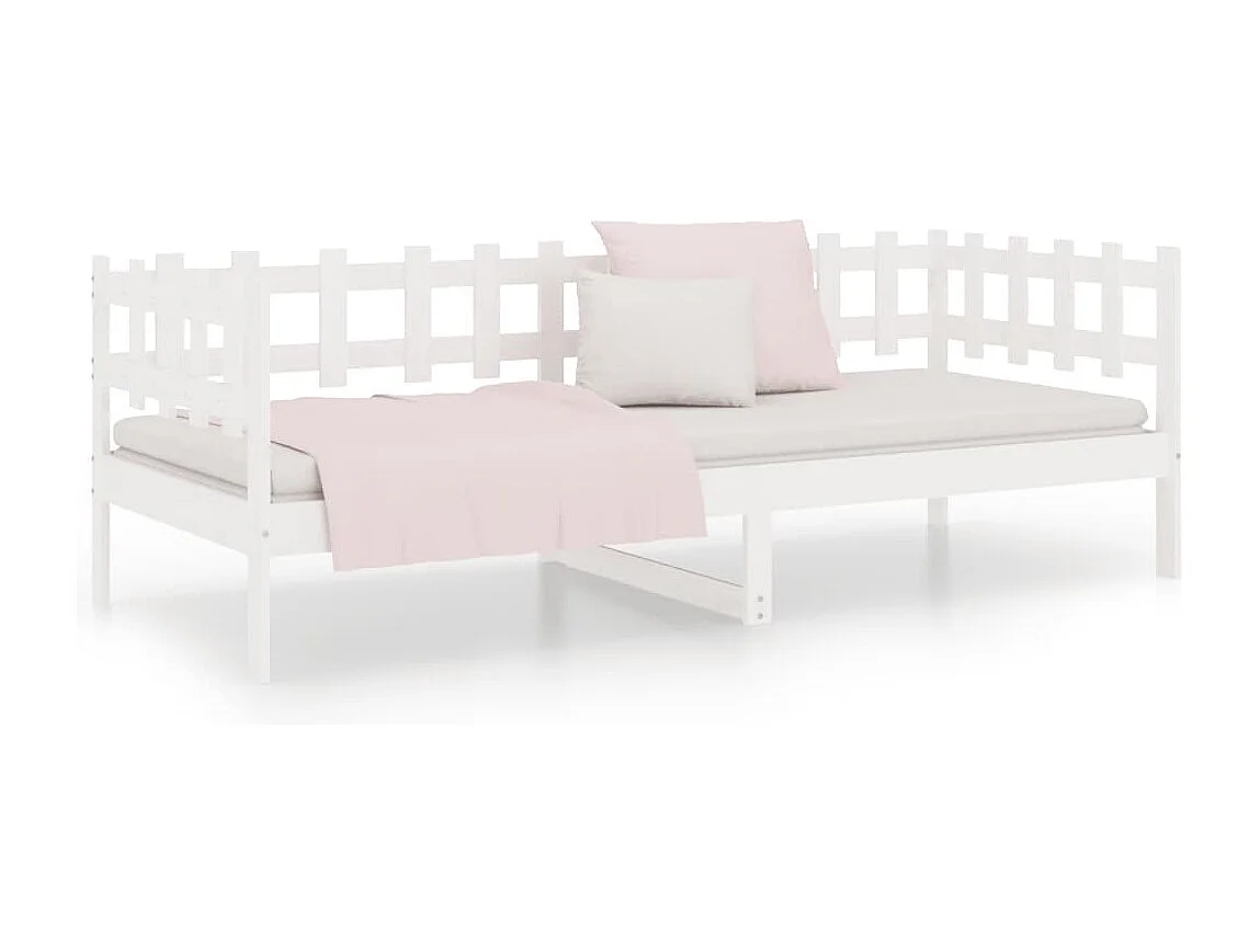 Lit de jour Blanc 90x200 cm Bois de pin massif