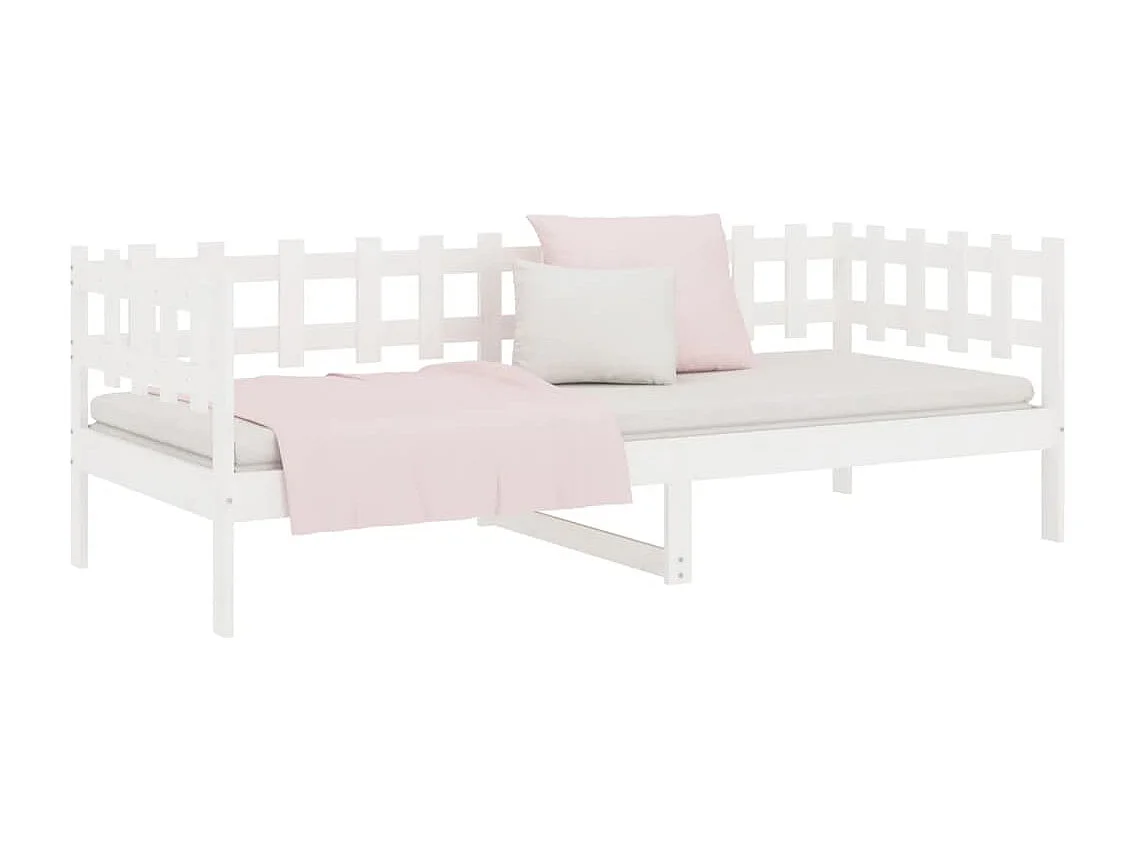 Lit de jour Blanc 90x200 cm Bois de pin massif
