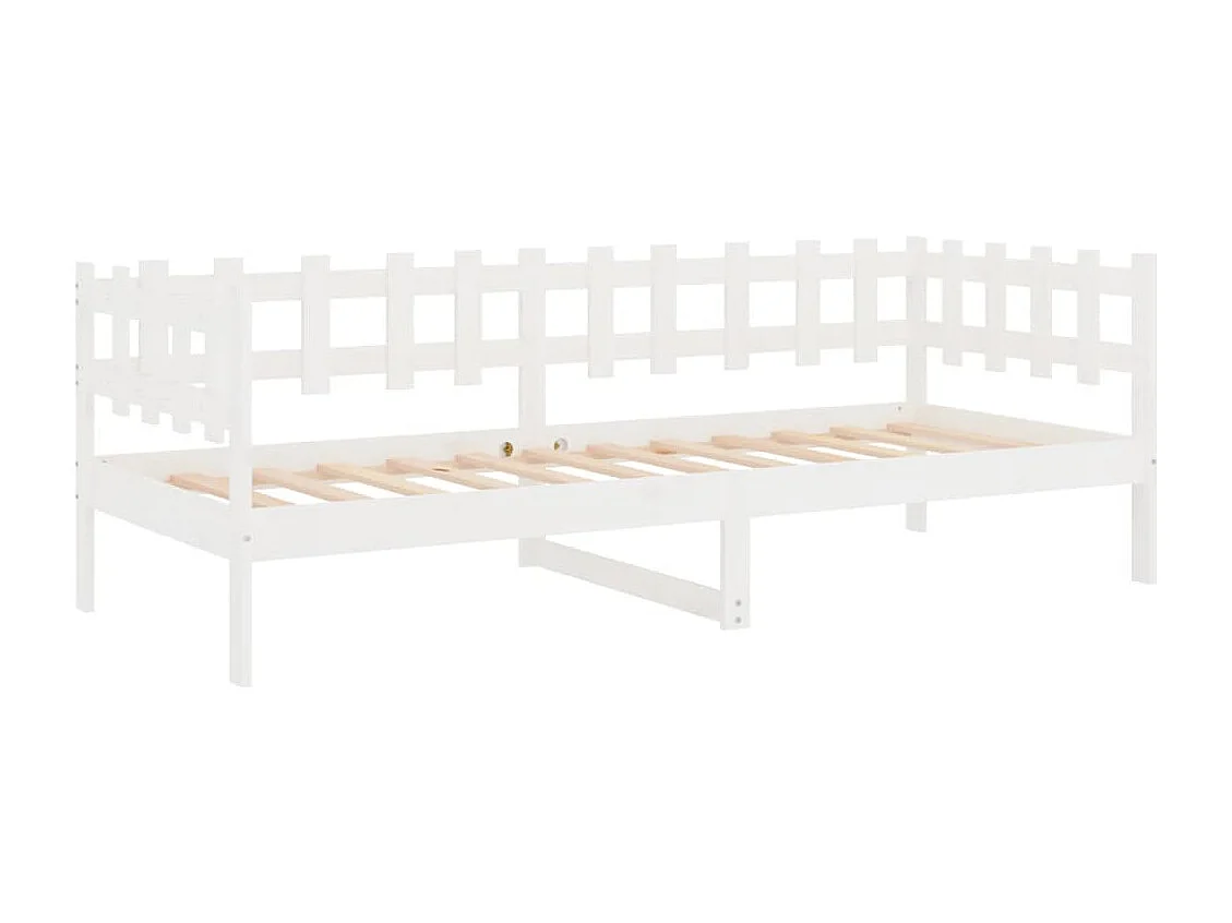 Lit de jour Blanc 90x200 cm Bois de pin massif
