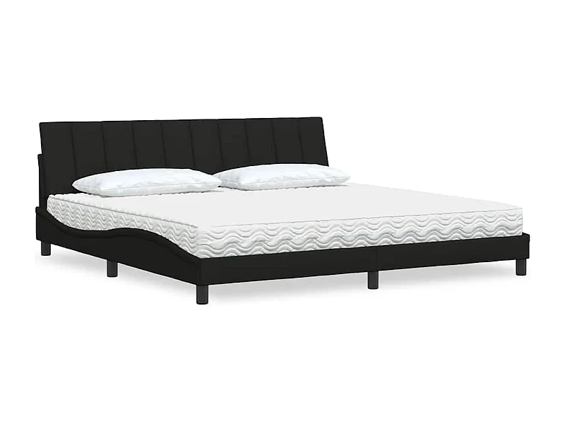 Lit avec matelas noir 200x200 cm tissu