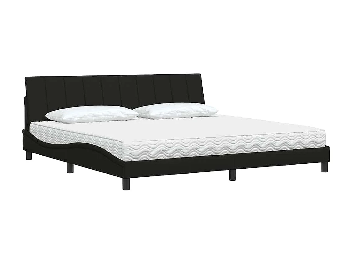Lit avec matelas noir 200x200 cm tissu