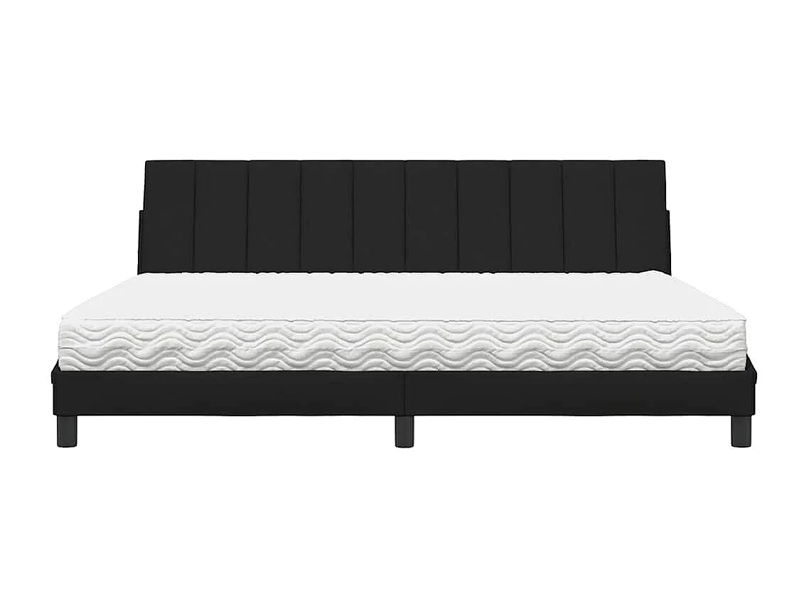 Lit avec matelas noir 200x200 cm tissu