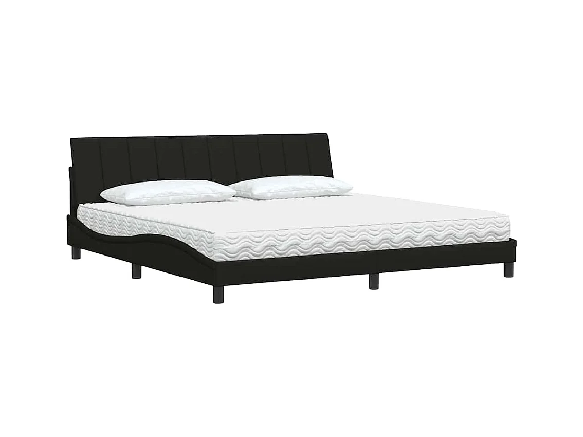 Lit avec matelas noir 200x200 cm tissu