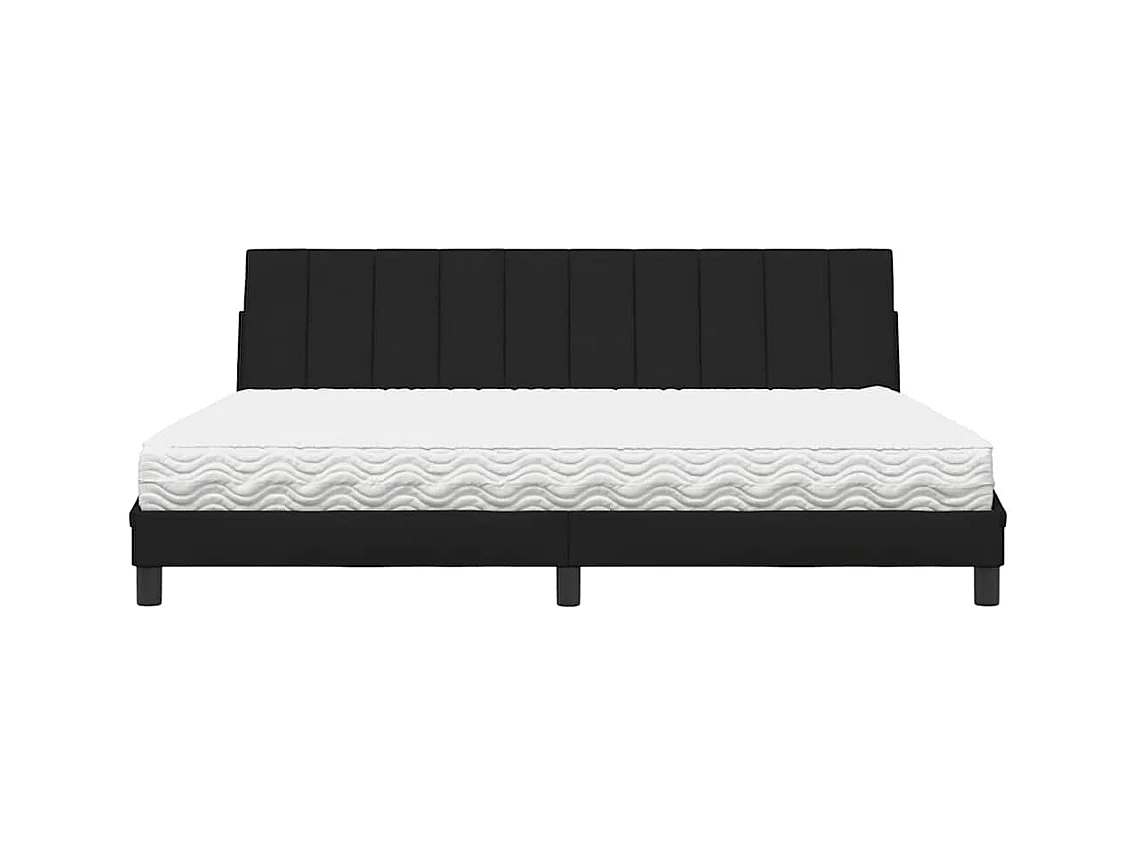 Lit avec matelas noir 200x200 cm tissu