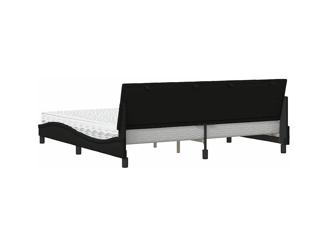 Lit avec matelas noir 200x200 cm tissu