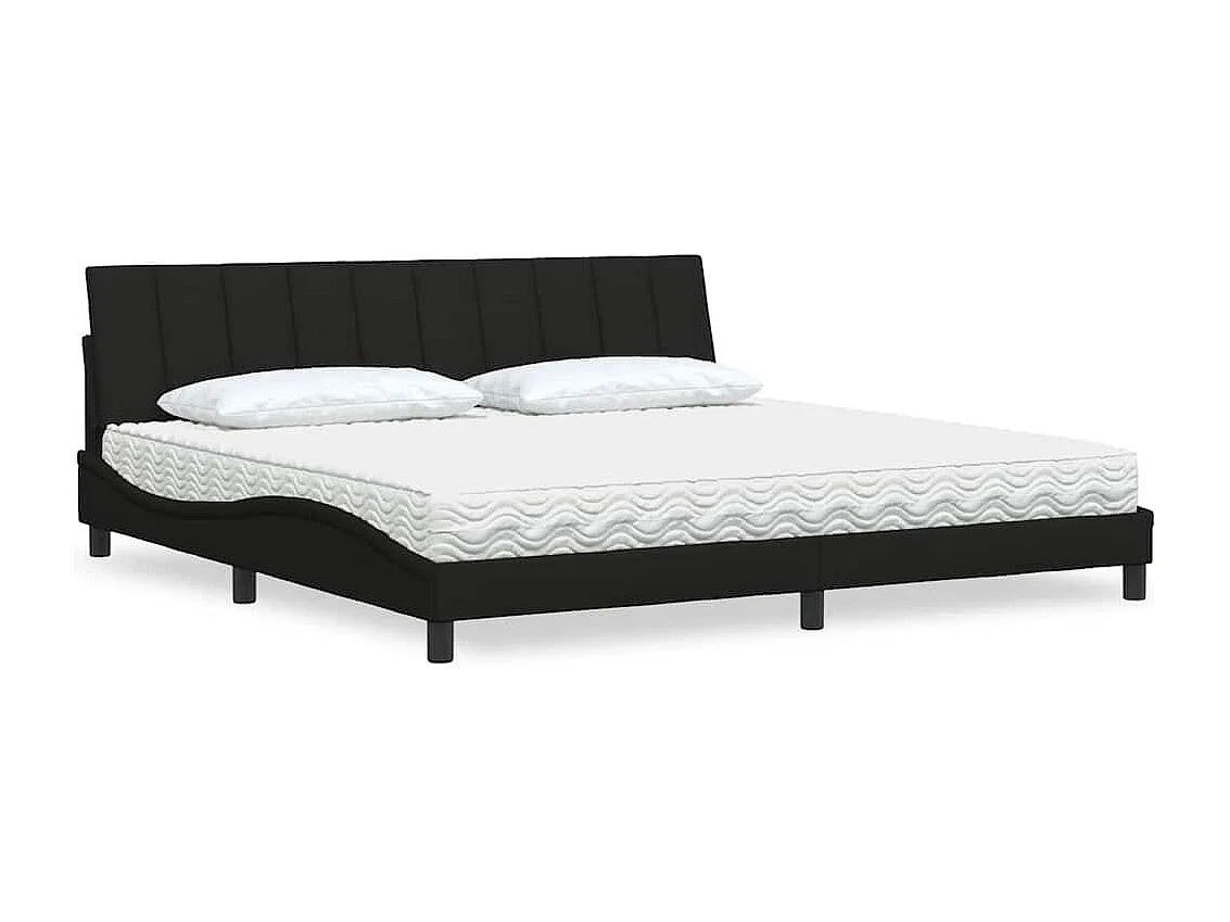 Lit avec matelas noir 200x200 cm tissu