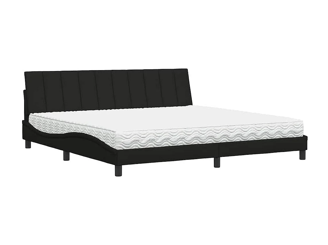 Lit avec matelas noir 200x200 cm tissu