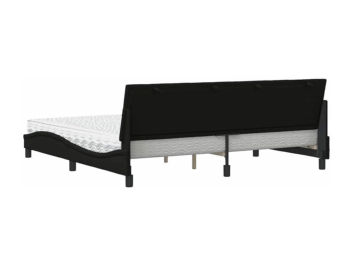 Lit avec matelas noir 200x200 cm tissu