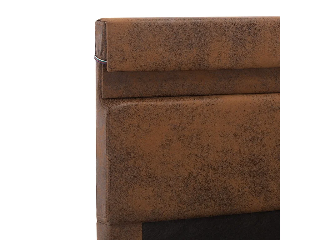 Cadre de lit à stockage hydraulique LED marron tissu 120x200 cm