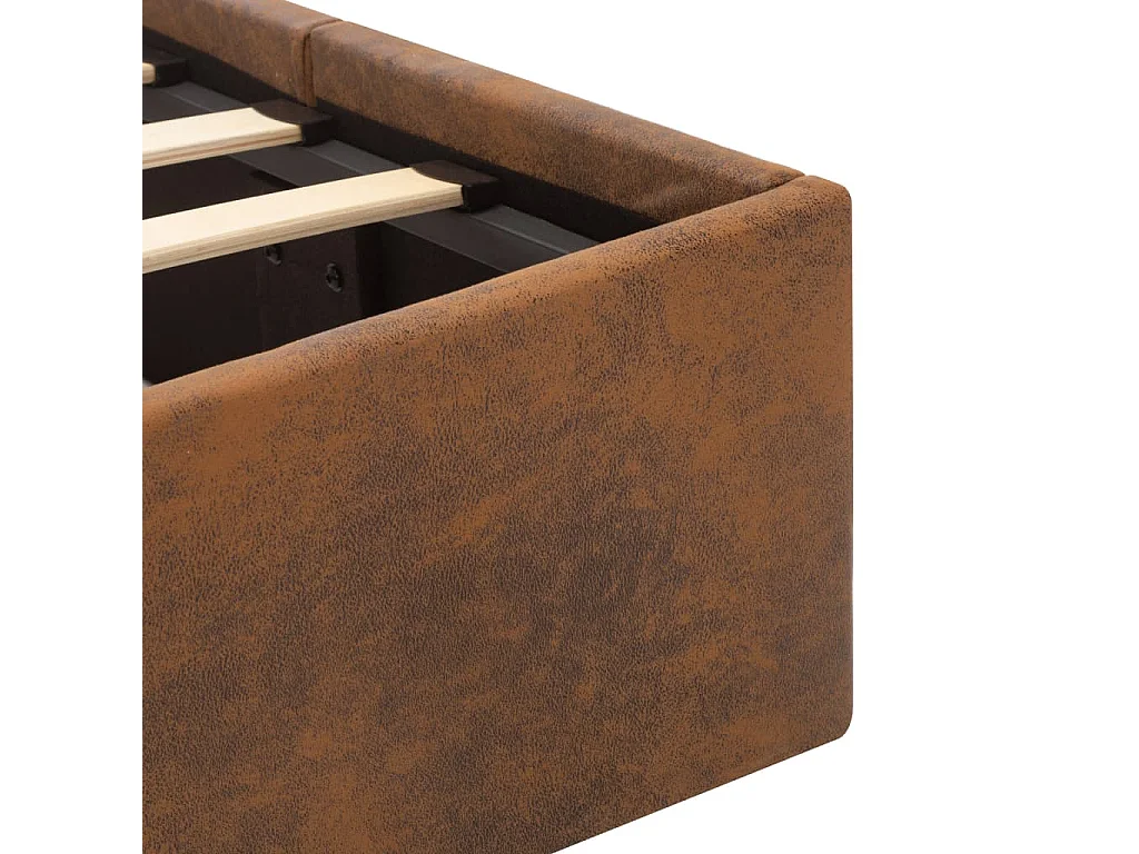 Cadre de lit à stockage hydraulique LED marron tissu 120x200 cm