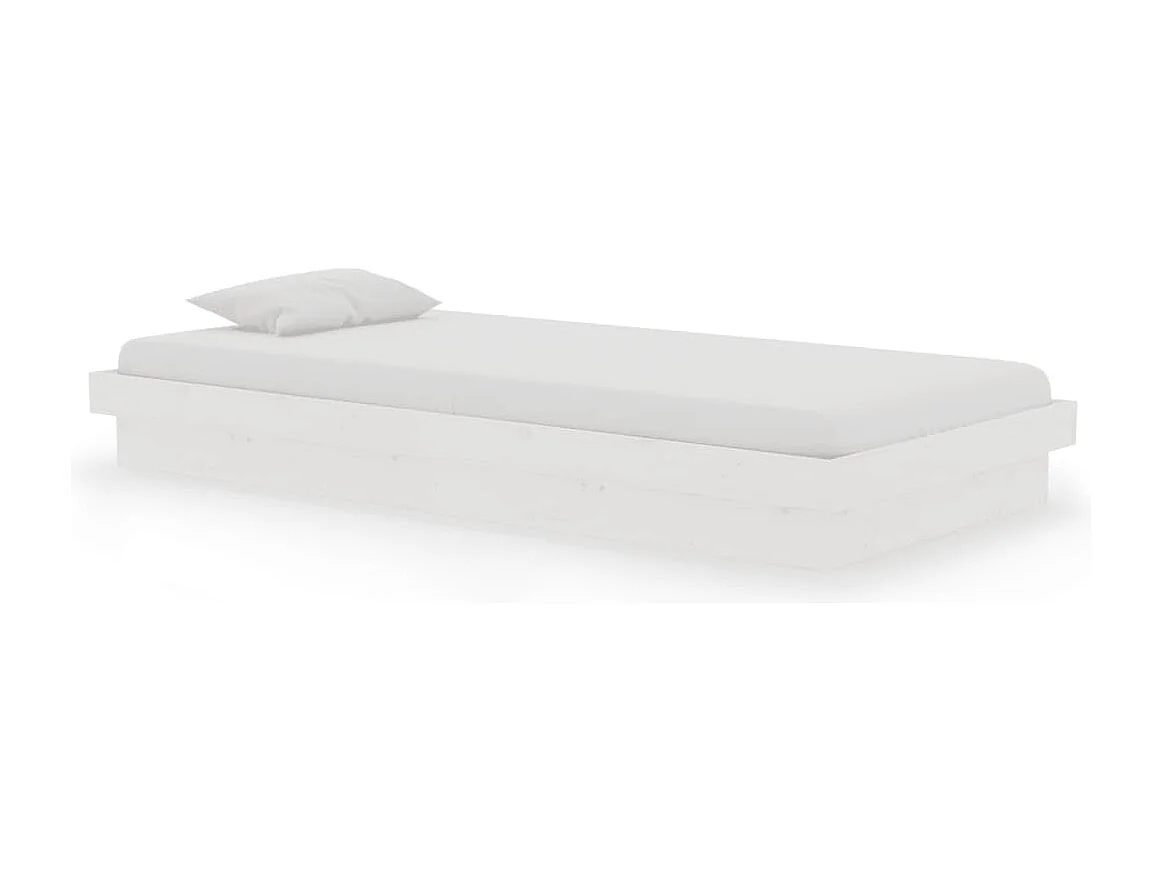 Cadre de lit blanc bois massif 90x190 cm simple