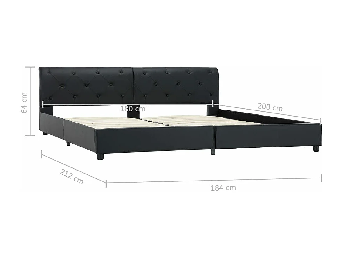 Cadre de lit Noir Similicuir 180 x 200 cm