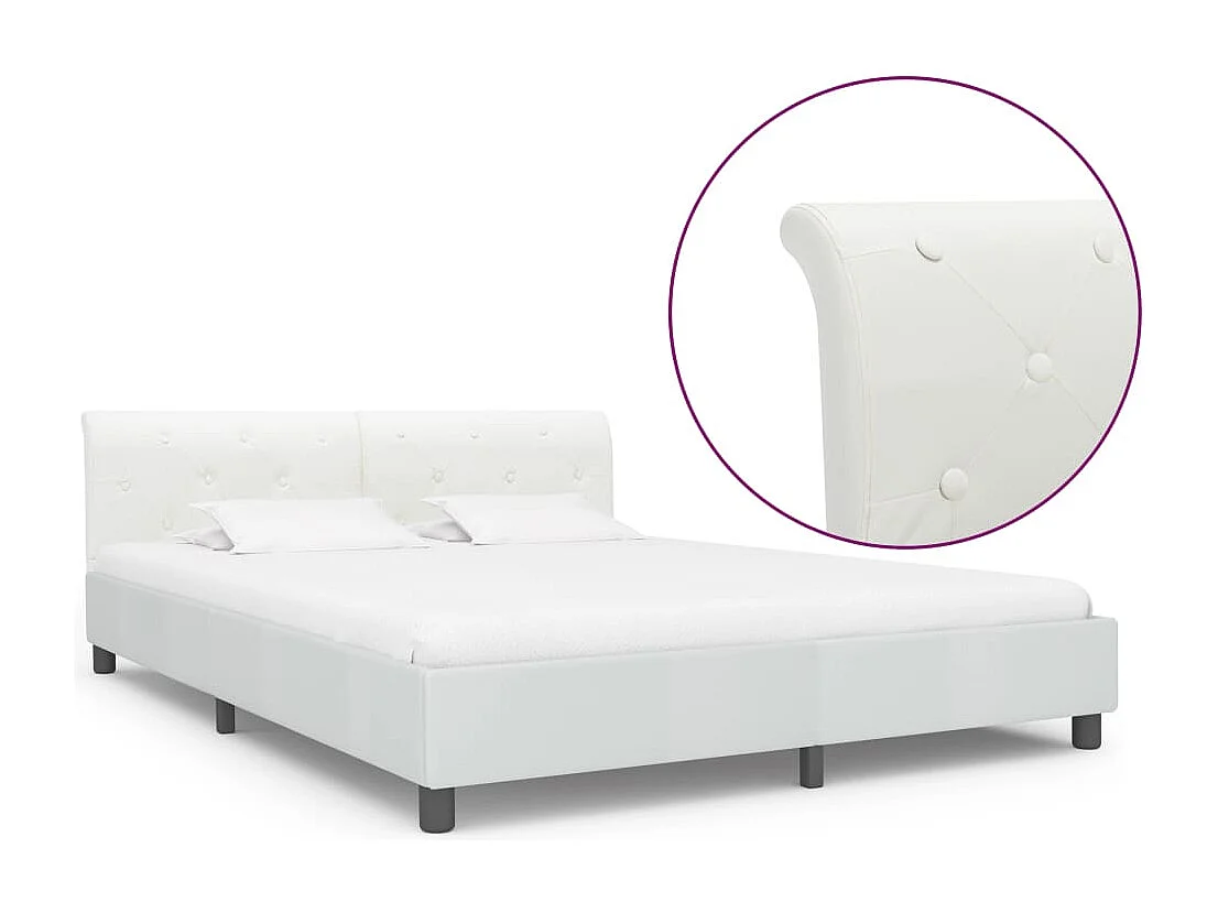 Cadre de lit Blanc Similicuir 180 x 200 cm