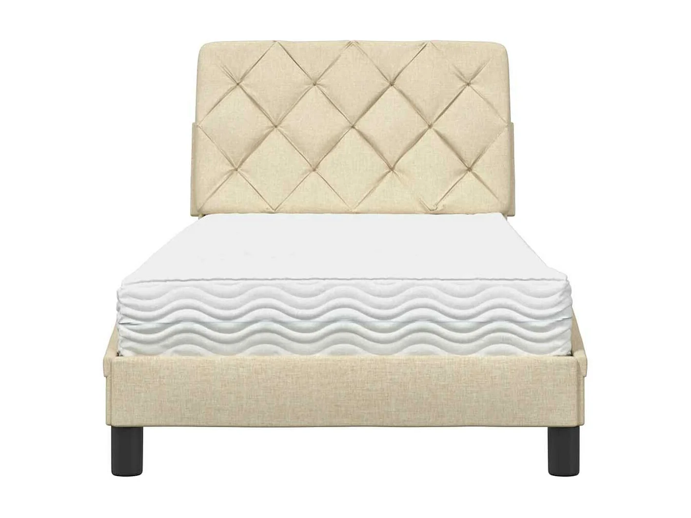 Lit avec matelas crème 90x190 cm tissu