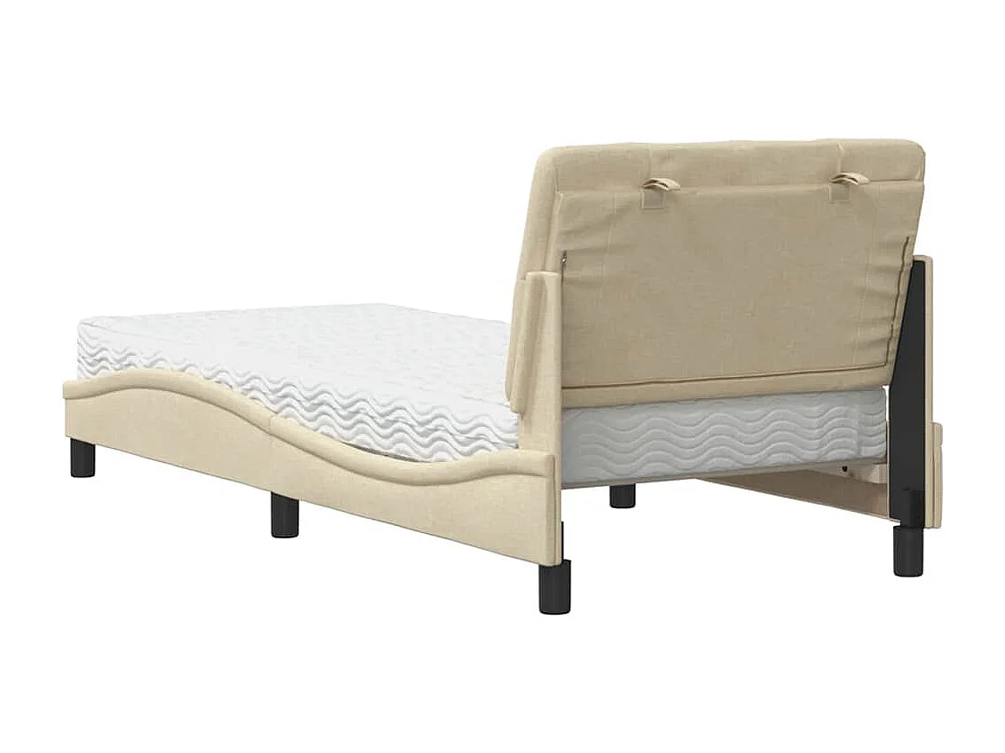 Lit avec matelas crème 90x190 cm tissu