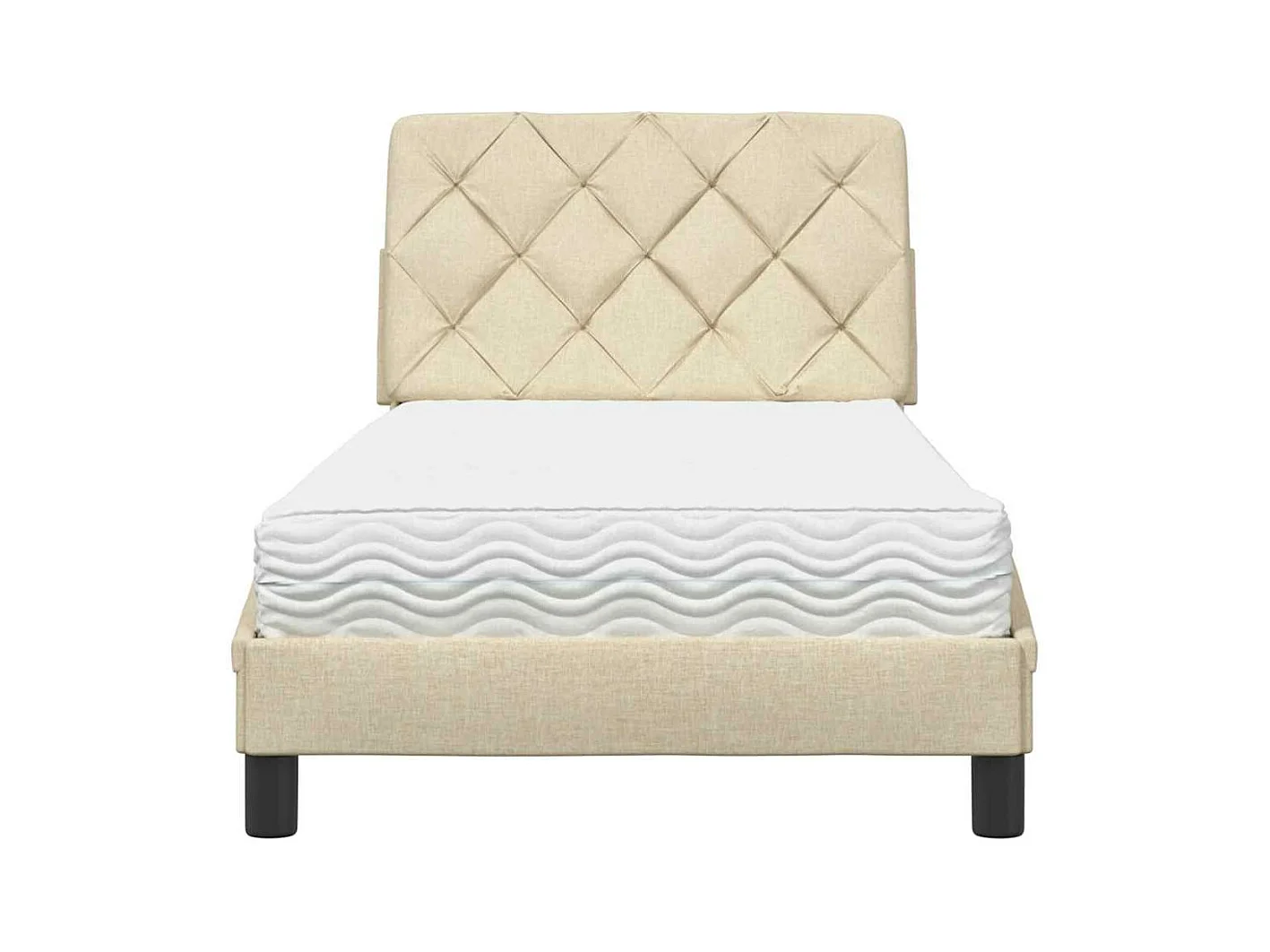 Lit avec matelas crème 90x190 cm tissu