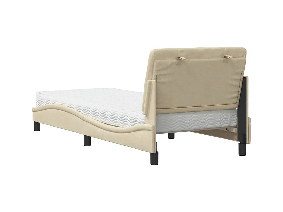 Lit avec matelas crème 90x190 cm tissu