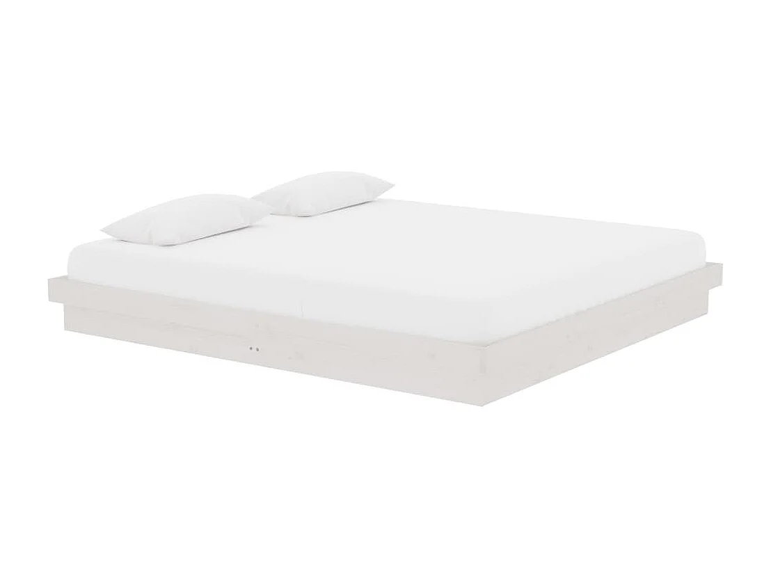 Cadre de lit blanc bois massif 180x200 cm super king