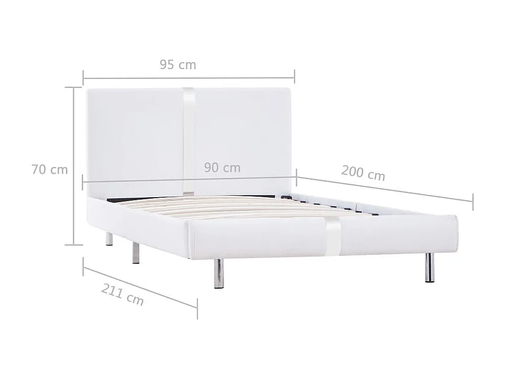 Cadre de lit Blanc Similicuir 90 x 200 cm