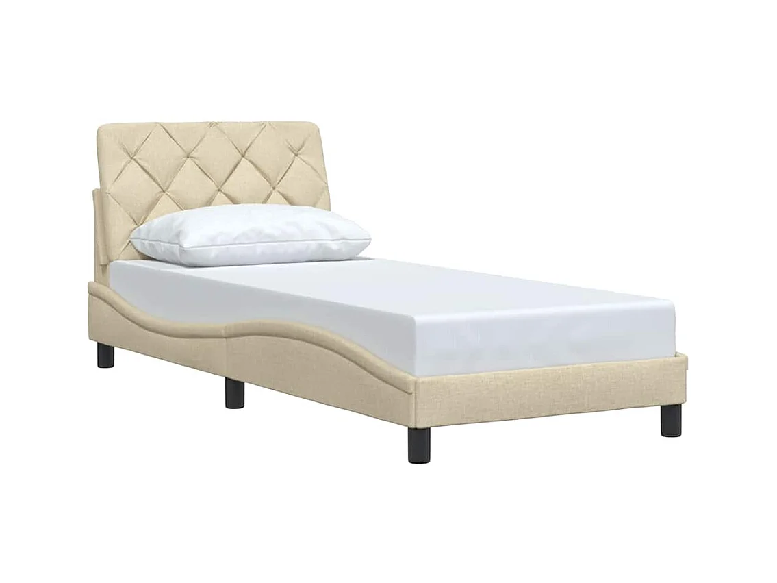 Cadre de lit sans matelas crème 90x200 cm tissu