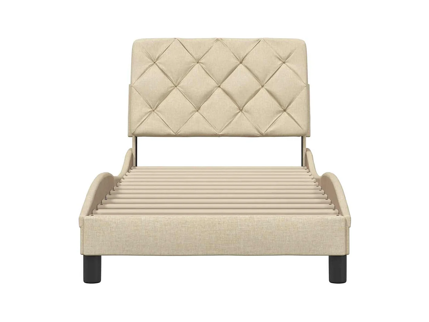 Cadre de lit sans matelas crème 90x200 cm tissu