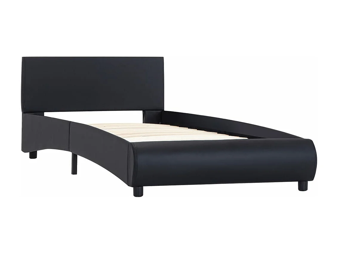 Bedframe met LED kunstleer zwart 90x200 cm