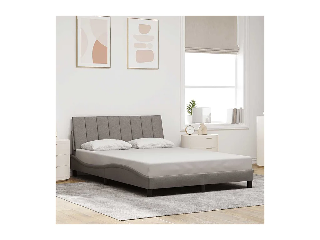 Cadre de lit sans matelas taupe 140x190 cm tissu