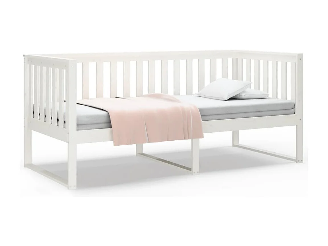 Lit de jour blanc 100x200 cm bois de pin massif
