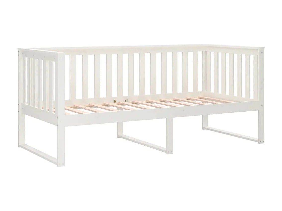 Lit de jour blanc 100x200 cm bois de pin massif