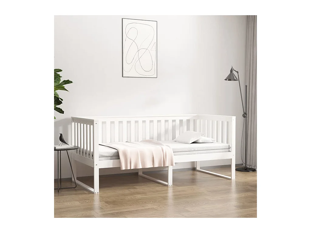 Slaapbank zonder matras 100x200 cm massief grenenhout wit