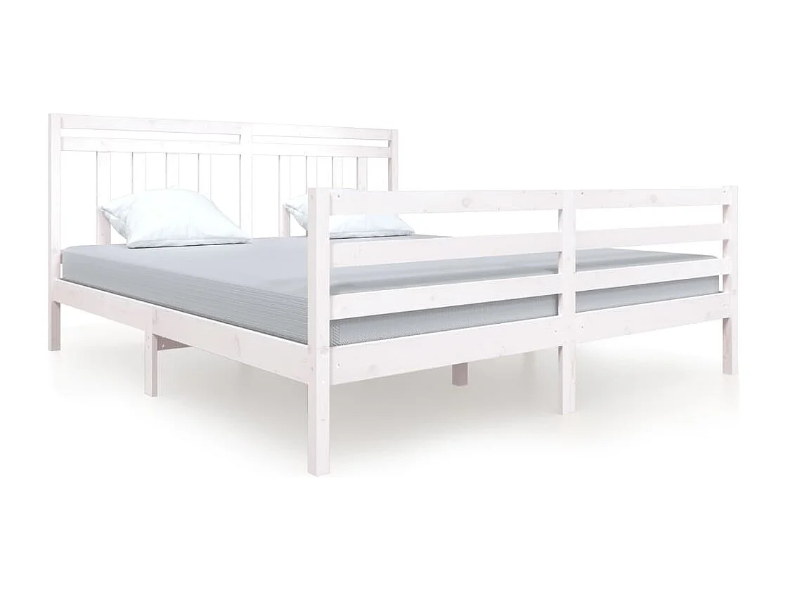 Cadre de lit Blanc Bois massif 180x200 cm Super King