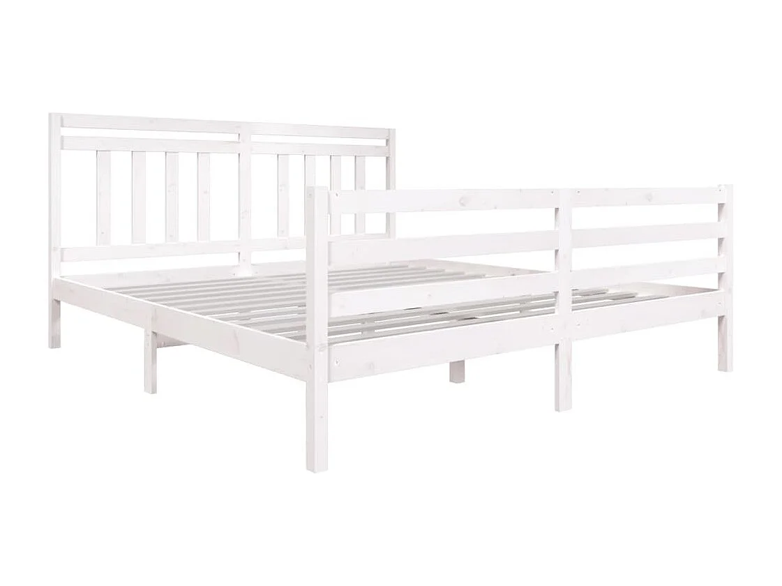 Cadre de lit Blanc Bois massif 180x200 cm Super King