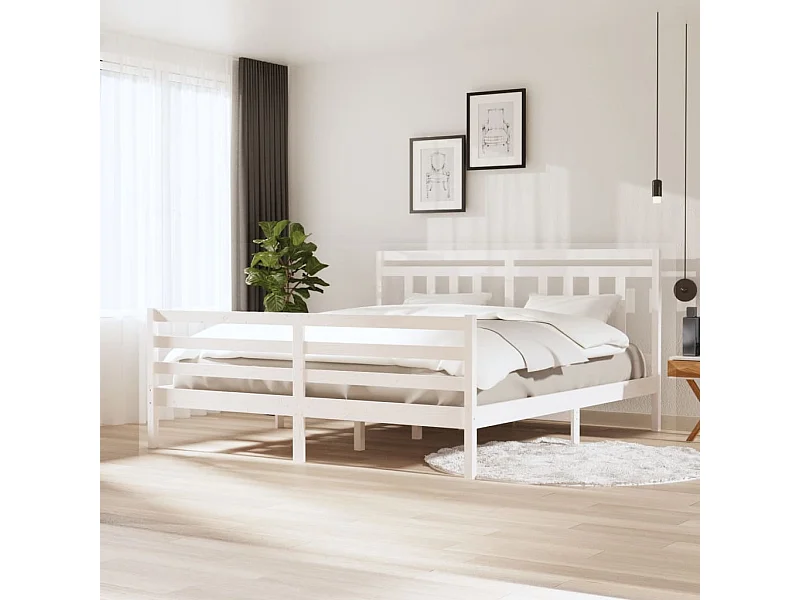 Cadre de lit Blanc Bois massif 180x200 cm Super King